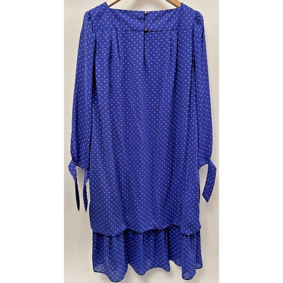 VINTAGE RETRO MOD 70s LORAC ORIGINAL BLUE POLKA DOT DRESS UNION MADE SIZE M L - Picture 2 of 7
